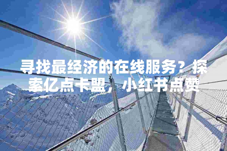 寻找最经济的在线服务？探索亿点卡盟，小红书点赞服务的优选平台，价格实惠，服务全面。