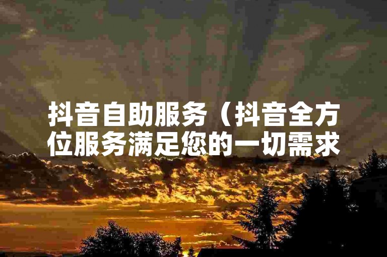 抖音自助服务（抖音全方位服务满足您的一切需求）