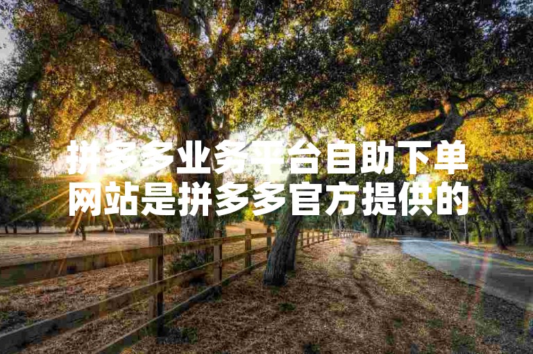 拼多多业务平台自助下单网站是拼多多官方提供的便捷购物渠道，用户可通过该网站自主选购商品并完成下单流程。
