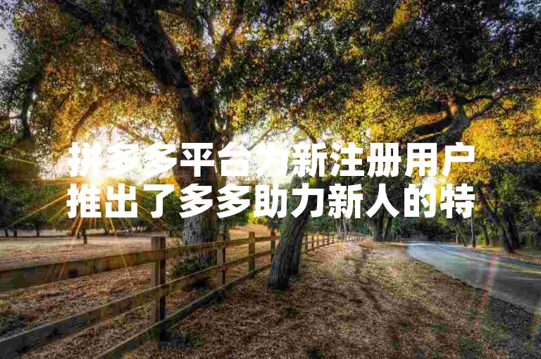 拼多多平台为新注册用户推出了多多助力新人的特别优惠活动。