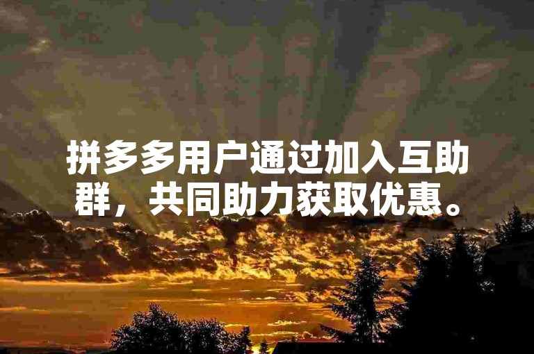 拼多多用户通过加入互助群，共同助力获取优惠。