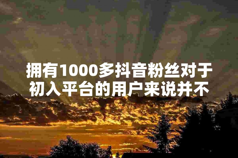 拥有1000多抖音粉丝对于初入平台的用户来说并不容易，需要持续发布优质内容并积极互动。
