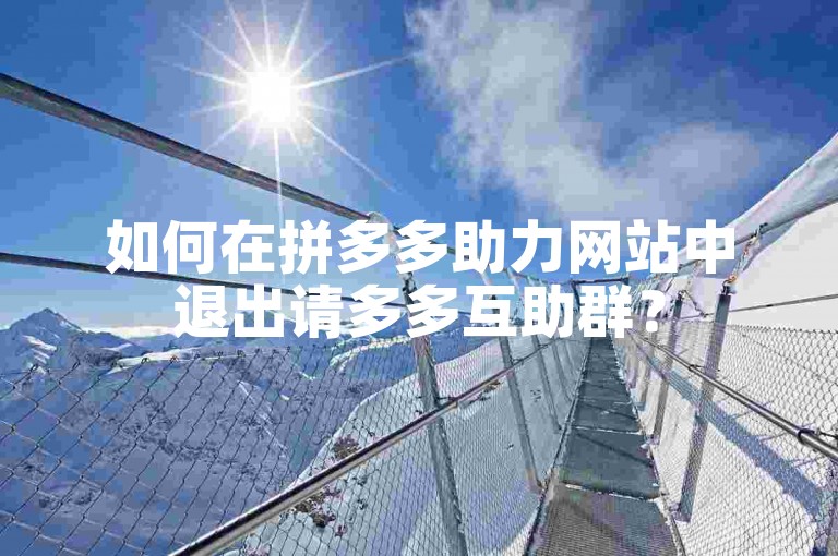 如何在拼多多助力网站中退出请多多互助群？