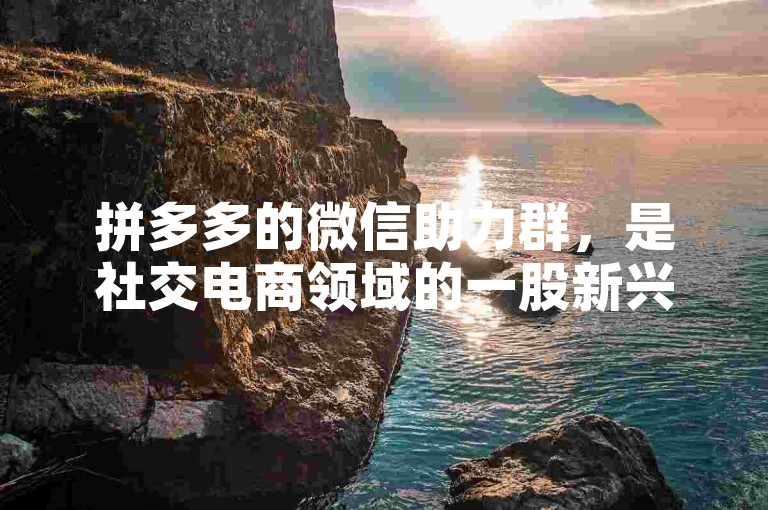 拼多多的微信助力群，是社交电商领域的一股新兴力量。