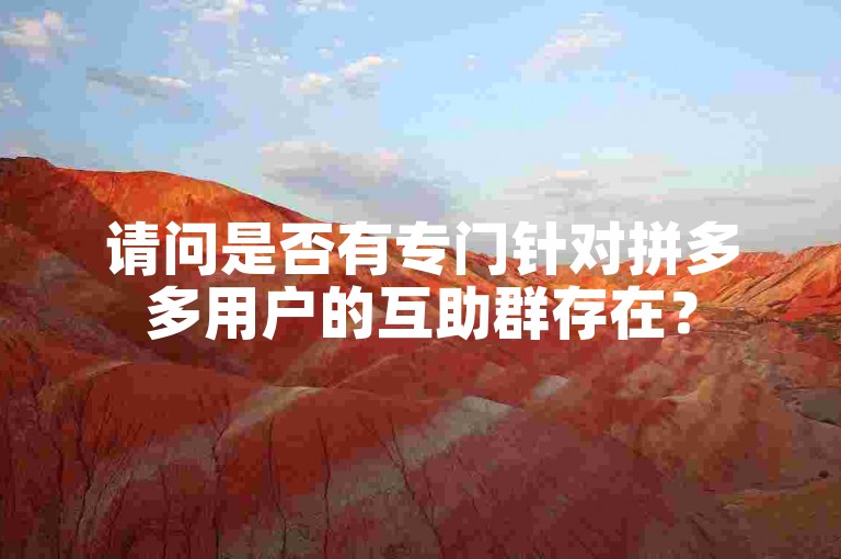 请问是否有专门针对拼多多用户的互助群存在？