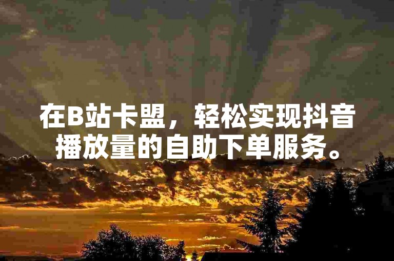 在B站卡盟，轻松实现抖音播放量的自助下单服务。