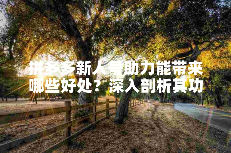 拼多多新人号助力能带来哪些好处？深入剖析其功能与意义。