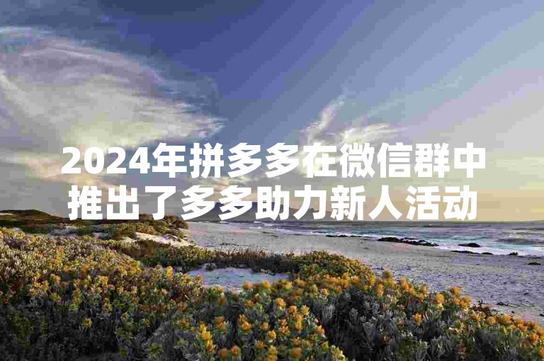 2024年拼多多在微信群中推出了多多助力新人活动，旨在帮助新用户更轻松地融入平台。