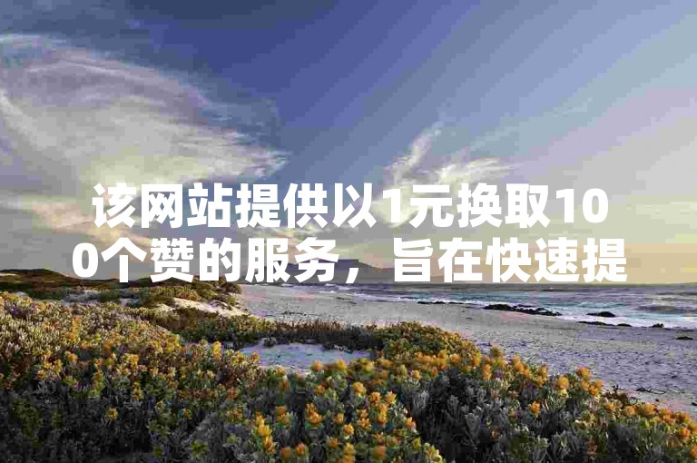 该网站提供以1元换取100个赞的服务，旨在快速提升用户在KS平台上的点赞数量。