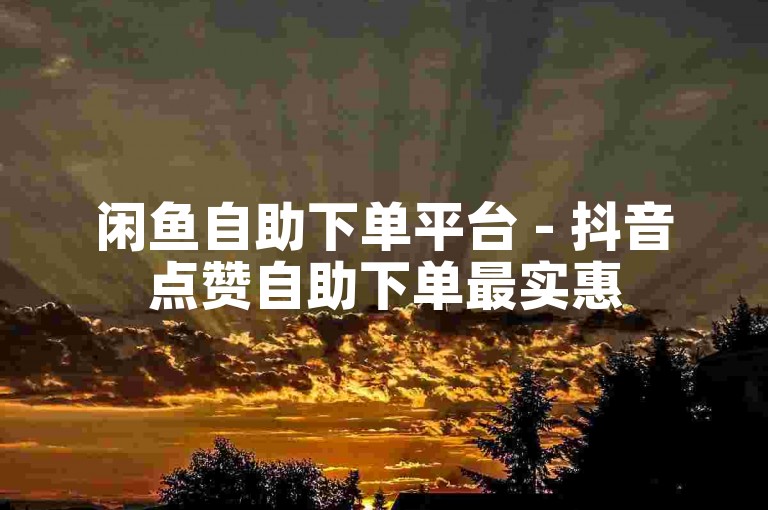 闲鱼自助下单平台 - 抖音点赞自助下单最实惠