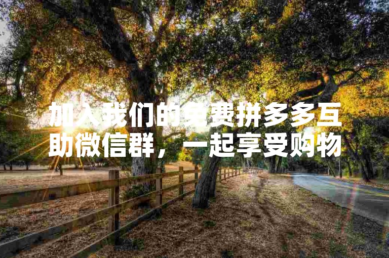 加入我们的免费拼多多互助微信群，一起享受购物优惠和乐趣。
