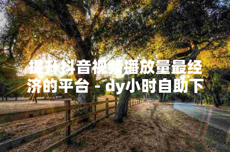 提升抖音视频播放量最经济的平台 - dy小时自助下单平台价格最优
