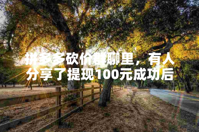 拼多多砍价群聊里，有人分享了提现100元成功后的喜悦截图。