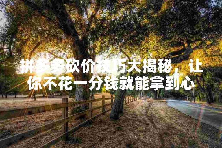拼多多砍价技巧大揭秘，让你不花一分钱就能拿到心仪商品。