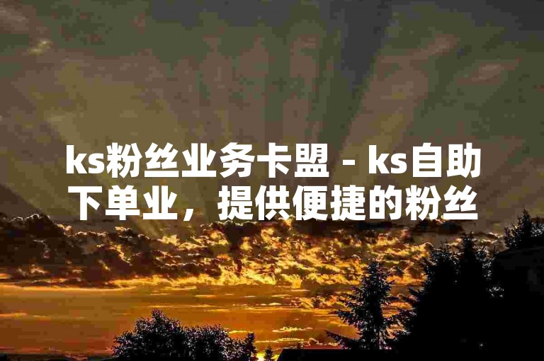 ks粉丝业务卡盟 - ks自助下单业，提供便捷的粉丝增长服务。
