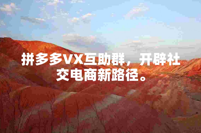 拼多多VX互助群，开辟社交电商新路径。