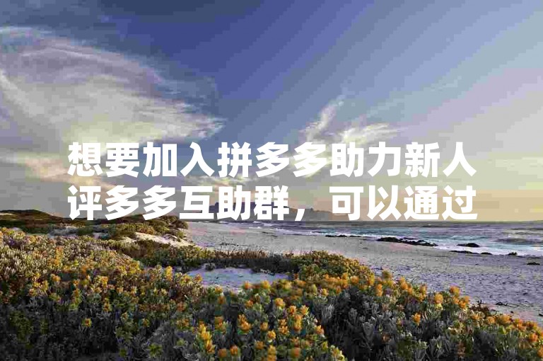 想要加入拼多多助力新人评多多互助群，可以通过搜索相关关键词在社交平台上找到对应的群组申请加入。
