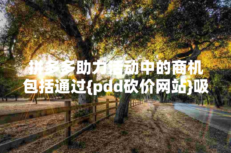 拼多多助力活动中的商机包括通过{pdd砍价网站}吸引用户参与，增加平台流量和用户粘性。