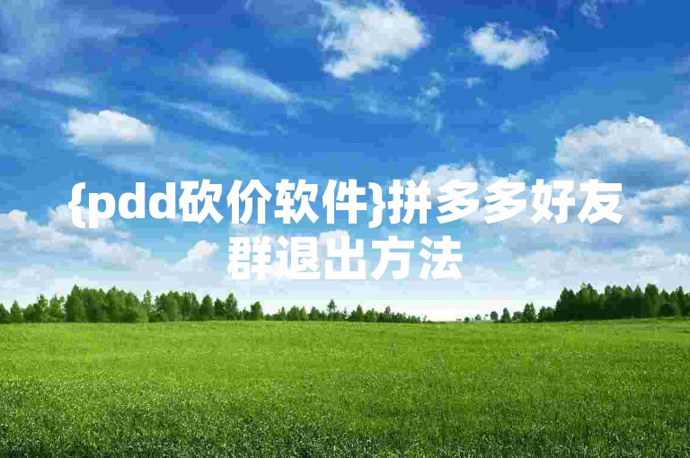 {pdd砍价软件}拼多多好友群退出方法