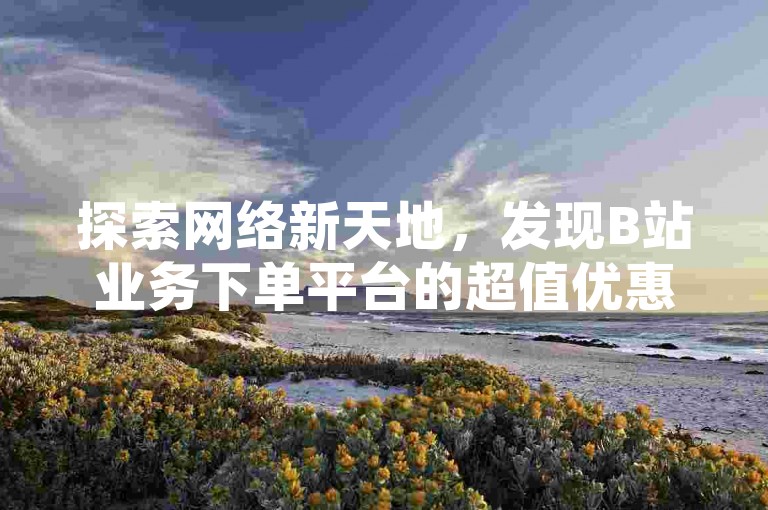 探索网络新天地，发现B站业务下单平台的超值优惠，让头条自助下单变得更加经济实惠。