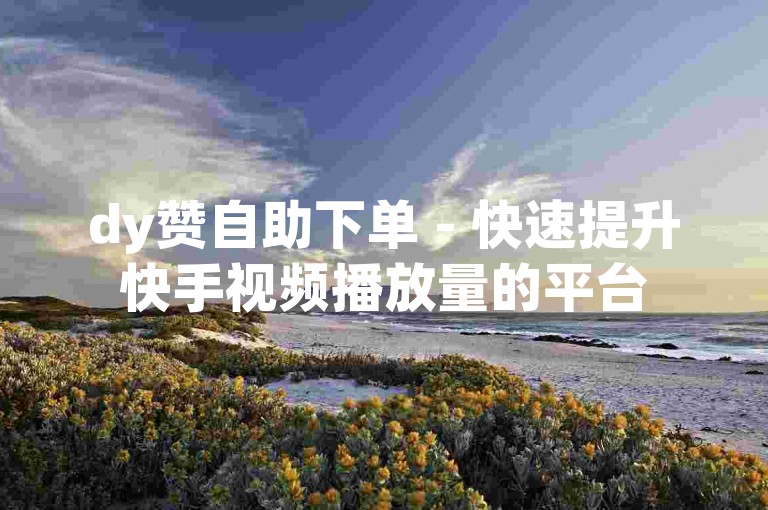 dy赞自助下单 - 快速提升快手视频播放量的平台