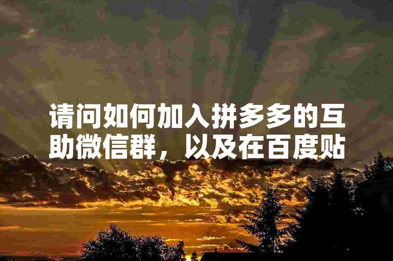 请问如何加入拼多多的互助微信群，以及在百度贴吧中寻找相关的进群方法？另外，是否存在专门提供助力服务的网站？