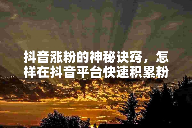 抖音涨粉的神秘诀窍，怎样在抖音平台快速积累粉丝！2025必备技巧