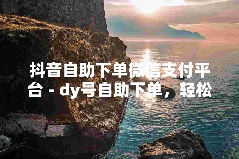 抖音自助下单微信支付平台 - dy号自助下单，轻松完成购物流程。