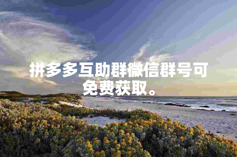 拼多多互助群微信群号可免费获取。