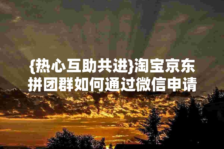 {热心互助共进}淘宝京东拼团群如何通过微信申请加入