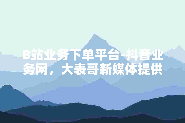 B站业务下单平台-抖音业务网，大表哥新媒体提供全天候自助下单服务。