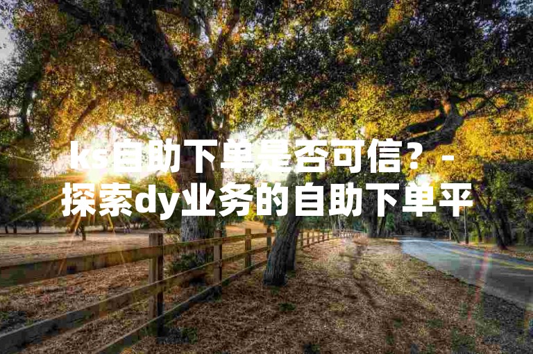 ks自助下单是否可信？- 探索dy业务的自助下单平台网站。