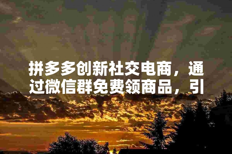 拼多多创新社交电商，通过微信群免费领商品，引领砍价潮流。