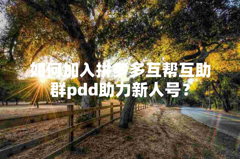 如何加入拼多多互帮互助群pdd助力新人号？