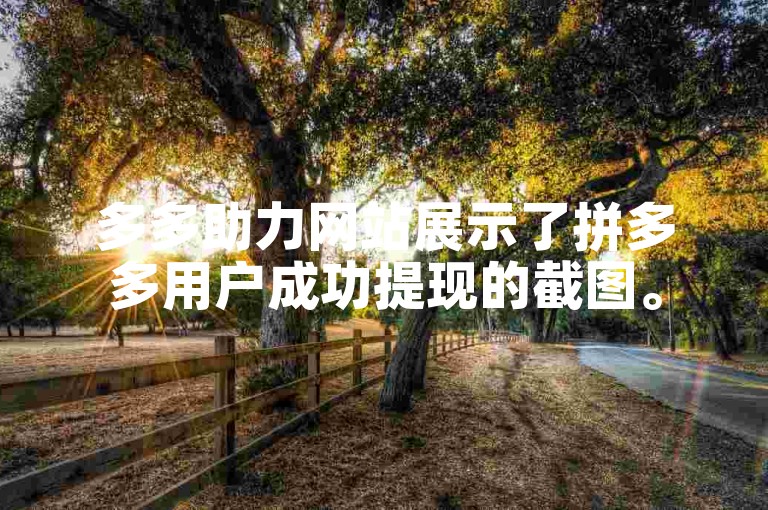 多多助力网站展示了拼多多用户成功提现的截图。