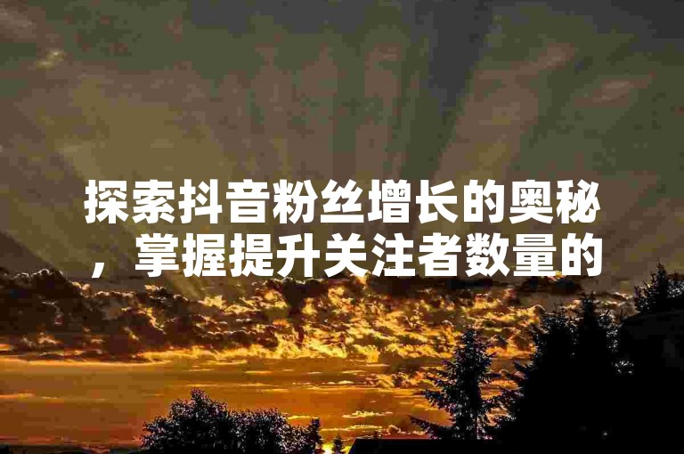 探索抖音粉丝增长的奥秘，掌握提升关注者数量的实用方法与技巧！2024必备知识