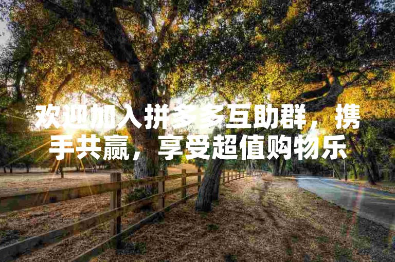 欢迎加入拼多多互助群，携手共赢，享受超值购物乐趣。