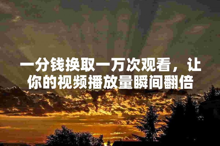 一分钱换取一万次观看，让你的视频播放量瞬间翻倍。