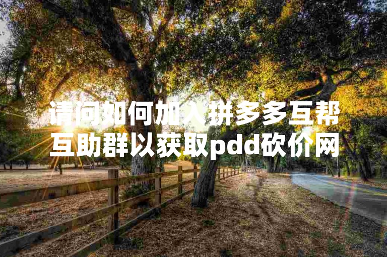 请问如何加入拼多多互帮互助群以获取pdd砍价网站的相关信息呢？