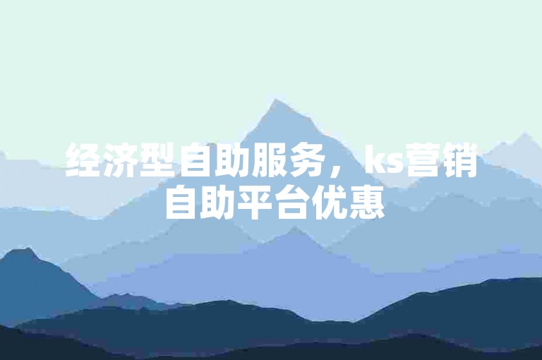 经济型自助服务，ks营销自助平台优惠