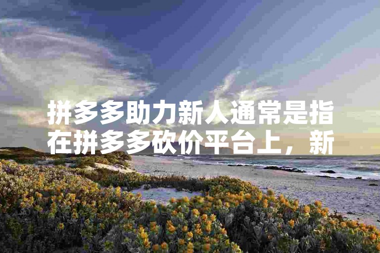 拼多多助力新人通常是指在拼多多砍价平台上，新注册的用户通过邀请好友帮忙砍价来获得商品折扣或免费获取商品的机会。