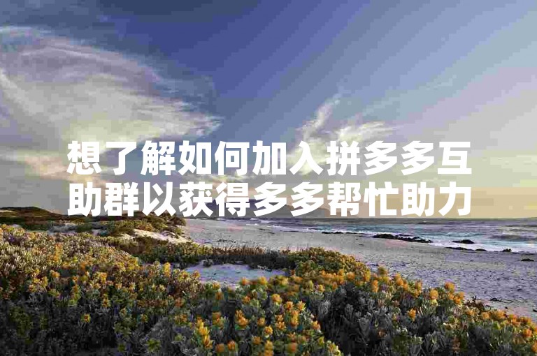 想了解如何加入拼多多互助群以获得多多帮忙助力吗？
