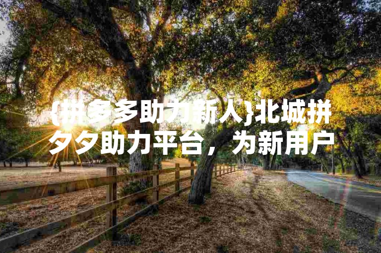 {拼多多助力新人}北城拼夕夕助力平台，为新用户提供便捷的互助服务。