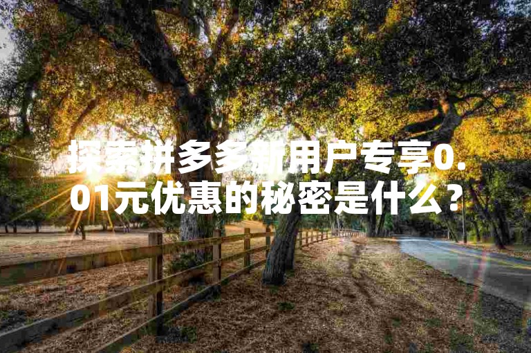 探索拼多多新用户专享0.01元优惠的秘密是什么？