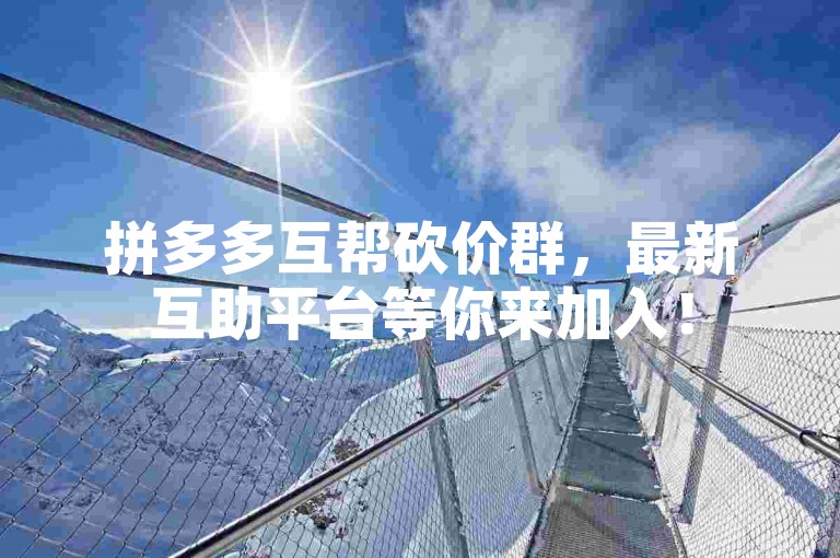 拼多多互帮砍价群，最新互助平台等你来加入！