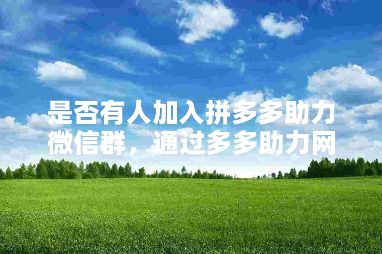 是否有人加入拼多多助力微信群，通过多多助力网站进行互助呢？