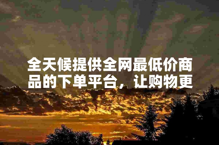 全天候提供全网最低价商品的下单平台，让购物更加便捷和经济。