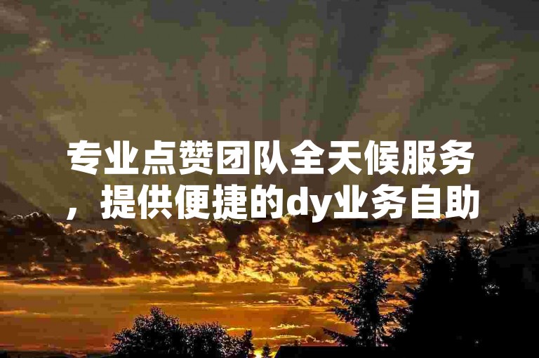 专业点赞团队全天候服务，提供便捷的dy业务自助下单平台。