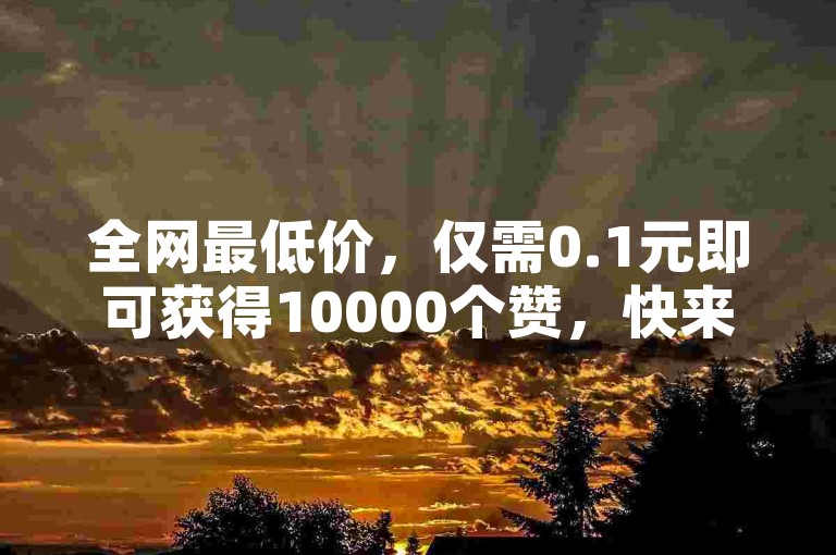 全网最低价，仅需0.1元即可获得10000个赞，快来体验头条自助下单服务吧！