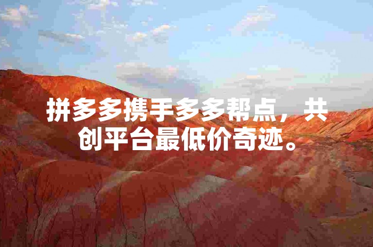 拼多多携手多多帮点，共创平台最低价奇迹。